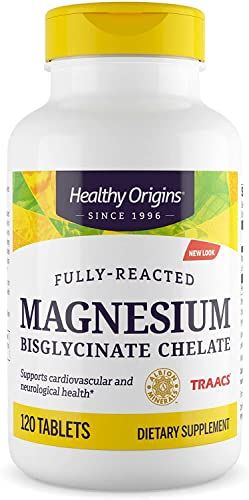Healthy Origins Magnesium Bisglycinate Chelate (TRAACS) - Chelated Magnesium for Brain &amp; Heart Health - Albion Magnesium Supplement - Unbuffered Supplements - 120 Tablets