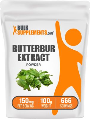 BulkSupplements.com Butterbur Extract Powder - Butterbur Supplements, Antioxidants Supplement, Butterbur 150mg - Vegan &amp; Gluten Free, 150mg per Serving, 100g (3.5 oz) (Pack of 1)
