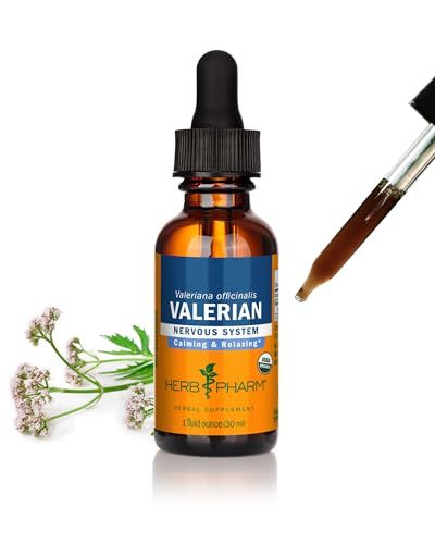 Herb Pharm Organic Valerian Root Liquid Extract, Alcohol-Free: Sleep &amp; Relaxing, Calming Nighttime Sleep Support Supplement, Sugar-Free Herbal Supplement, 1 Oz