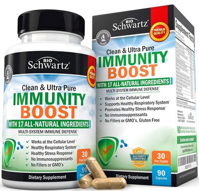 BioSchwartz Immune Support Supplement with Vitamin C 1000mg Zinc Elderberry Extract Ginger Bee Propolis Beta Carotenes, Immunity Boost for Adults, Immune Defense Antioxidant Vitamins, 90 Capsules