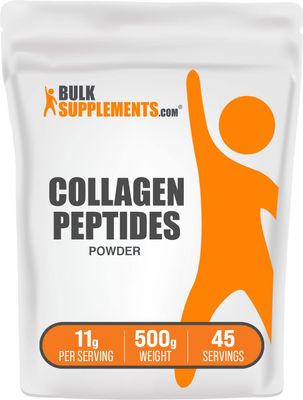 BulkSupplements.com Collagen Peptides Powder - Collagen Supplement, Bovine Collagen Powder - Powdered Collagen, Hydrolyzed &amp; Gluten Free, 11g per Serving, 500g (1.1 lbs) (Pack of 1)