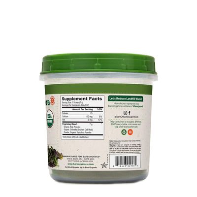 BareOrganics Marine Super Greens Powder | USDA Organic, Gluten-Free, Vegan, Non-GMO, BPA-Free | Kelp, Chlorella, Spirulina, 8oz