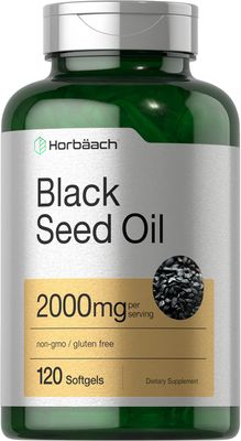 Horbach Black Seed Oil Softgel Capsules | 2000mg | 120 Count | Cold Pressed Nigella Sativa Pills | Non-GMO, Gluten Free Supplement
