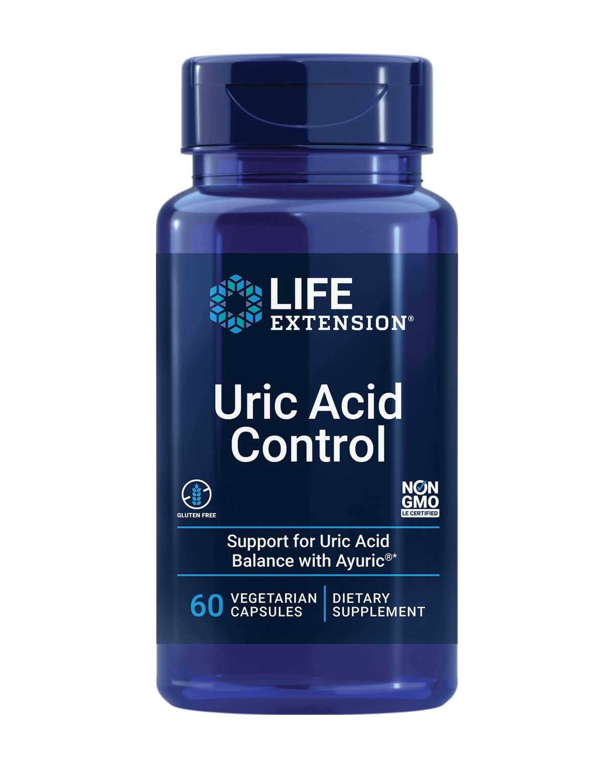Life Extension Uric Acid Control - Ayuric Terminalia Bellerica Fruit Extract Supplement - Support Healthy Uric Acid Level - Non-GMO, Gluten Free - 60 Vegetarian Capsules