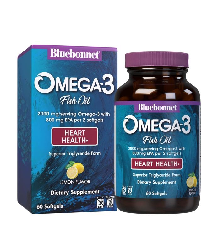 Bluebonnet Nutrition Omega-3 Heart Formula Natural Wild Caught Triglyceride Form DHA 600 mg EPA 800 mg - Highly Concentrated Heart Health Support Supplement - Gluten-Free - 60 Softgel