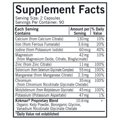 Kirkman Multiple Mineral Complex Pro-Support - Hypoallergenic | 180 Vegetarian Capsules | Minerals