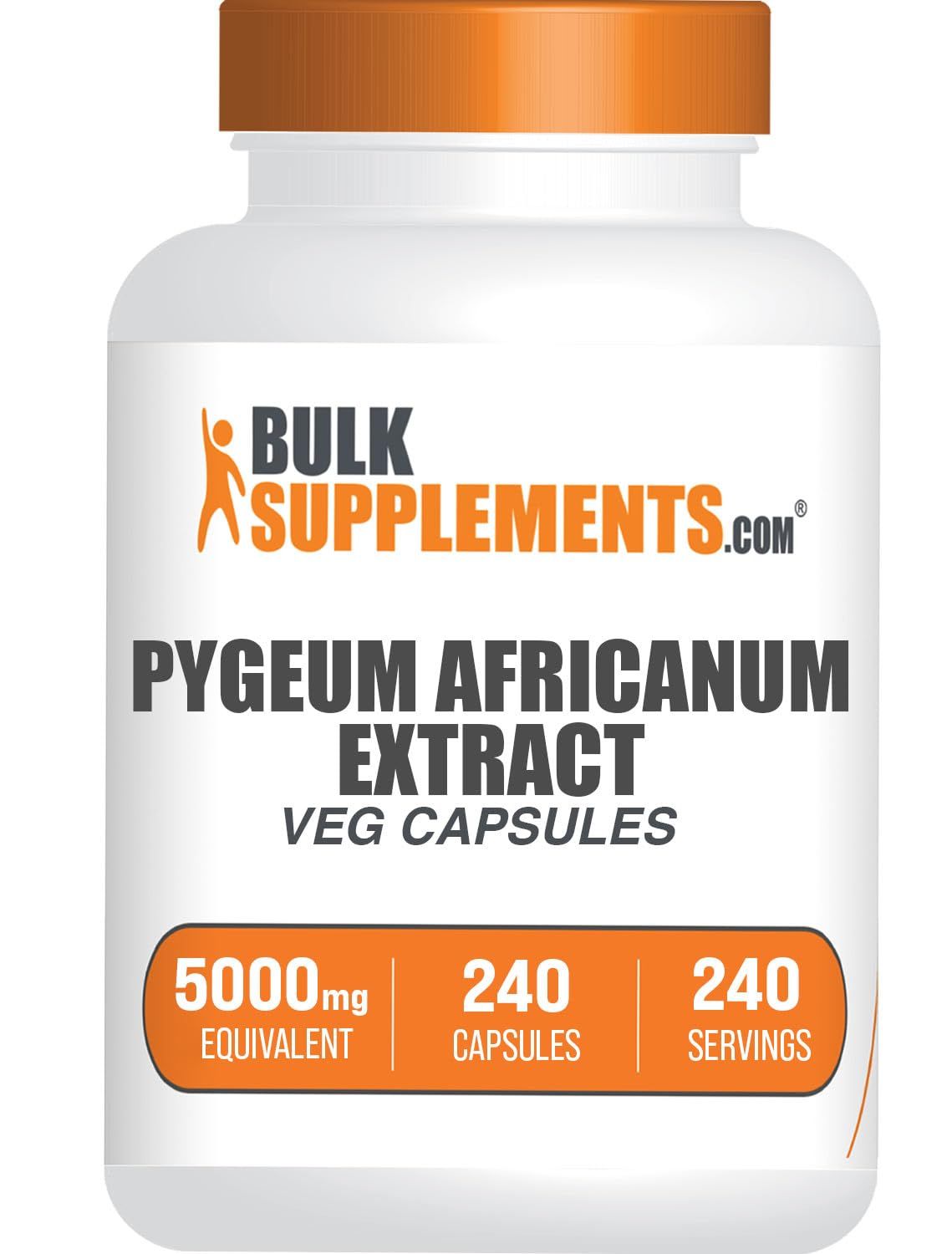 BulkSupplements.com Pygeum Africanum Extract Capsules - Pygeum Supplement, Pygeum 5000mg Capsules - from Pygeum Bark, Gluten Free - 1 Capsule per Serving, 240 Veg Capsules (Pack of 1)