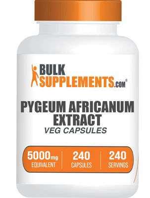 BulkSupplements.com Pygeum Africanum Extract Capsules - Pygeum Supplement, Pygeum 5000mg Capsules - from Pygeum Bark, Gluten Free - 1 Capsule per Serving, 240 Veg Capsules (Pack of 1)