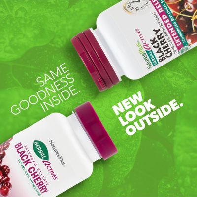 Natures Plus Herbal Actives Black Cherry, Extended Release - 750 mg Anthocyanins, 30 Vegetarian Tablets - 30 Servings