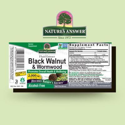 Nature's Answer Black Walnut and Wormwood Complex 2000mg 1oz Extract | Promotes Overall Well-Being and Gut Function | Vegan, Non-GMO, Gluten & Alcohol-Free | Single Count