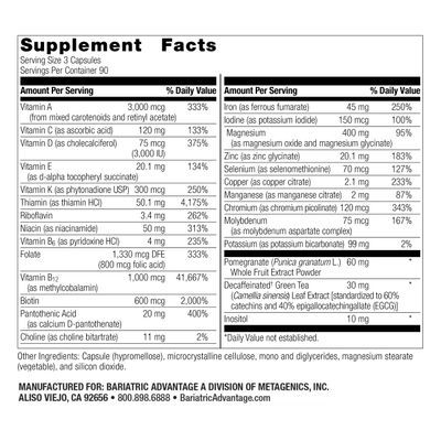 Bariatric Advantage Ultra Multivitamin with Iron - Ultra Multi with Iron - Capsule Format Multivitamin - Provides Full Complex of B Vitamins - with Vitamin C, Chromium & More - 270 Capsules