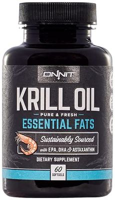 ONNIT Antarctic Krill Oil - 1000mg Per Serving - No Fishy Smell or Taste - Packed with Omega-3s, EPA, DHA, Astaxanthin &amp; Phospholipids - Supports Healthy Joints, Brain, Heart, and Blood Pressure