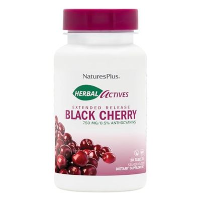 Natures Plus Herbal Actives Black Cherry, Extended Release - 750 mg Anthocyanins, 30 Vegetarian Tablets - 30 Servings