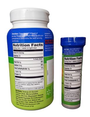 ReliOn Glucose, 50 Tablets with On-The-Go Tube, 10 Tablets. (Tropical Fruit)
