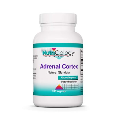 Nutricology Adrenal Support Supplement for Men &amp; Women - Adrenal Glandular Supplement, Immune Function, Endocrine Support, 100mg Adrenal Extract, Bovine, Lyophilized - 100 Count
