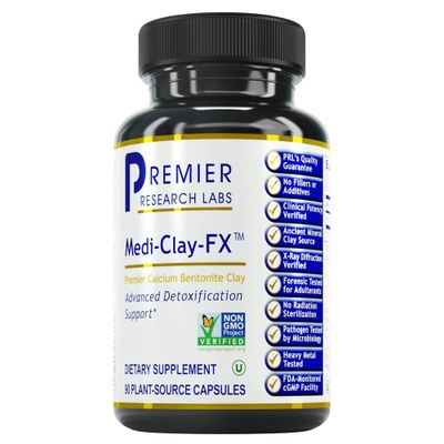 Premier Research Labs Medi-Clay-FX: Bentonite Clay Capsules for Detoxification | Food Grade Smectite Supplement | Absorb Toxins, Supports Cellular Health and Mold Detox - 60 Capsules