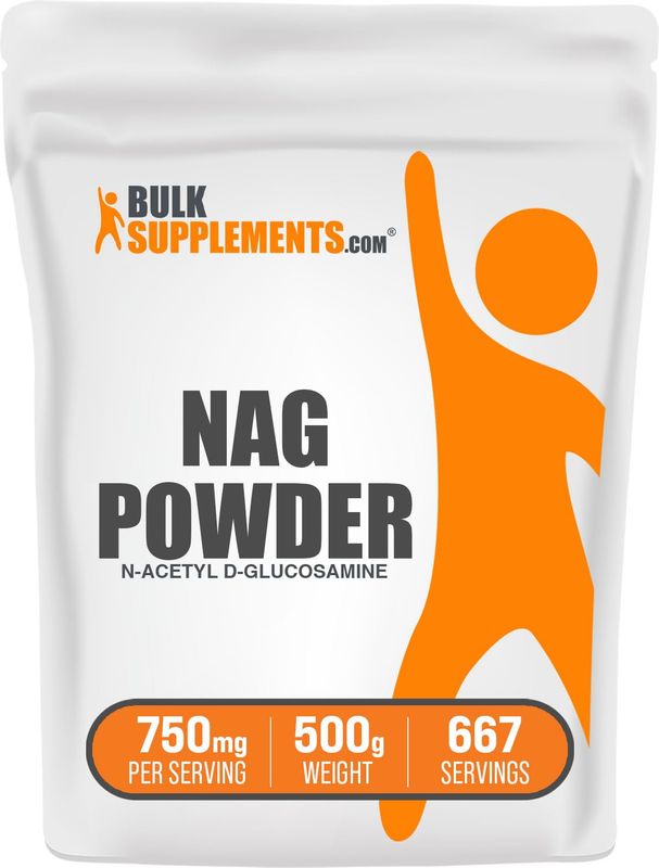 BulkSupplements.com N-Acetyl Glucosamine Powder - NAG Powder, Glucosamine 750mg, Glucosamine Supplement - Glucosamine Powder, Gluten Free, 750mg of per Serving, 500g (1.1 lbs) (Pack of 1)