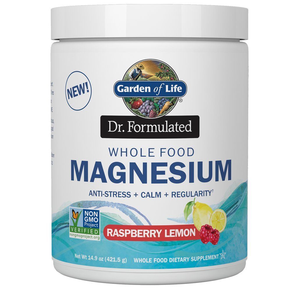 Garden of Life Whole Food Magnesium Powder, 421.5g - Raspberry Lemon, Vegan, Gluten &amp; Sugar Free