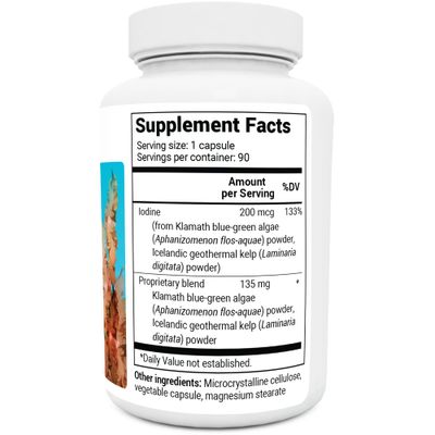 Dr. Berg Sea Kelp Enhanced Iodine - 200 mcg of Premium Iodine - Seaweed Blend Includes Klamath Blue-Green Algae &amp; Sea Kelp - 90 Capsules