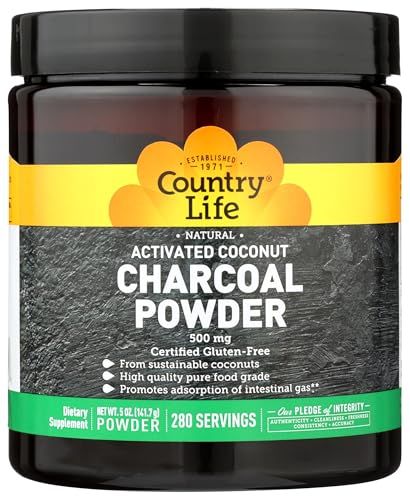 Country Life Charcoal Powder (500mg) 5 Oz, 0.18 Pound