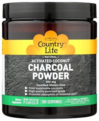 Country Life Charcoal Powder (500mg) 5 Oz, 0.18 Pound