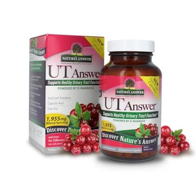 Nature&#39;s Answer UT Answer with D-Mannose 1955mg 90-Count | Urinary Tract &amp; Bladder Support | Natural Detox | Gluten-Free, Vegan, Kosher | Single Count