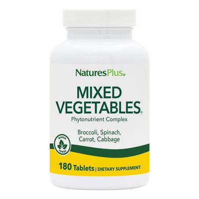 Natures Plus Mixed Vegetables - 1300 mg, 180 Vegetarian Tablets - Powerful Whole Foods Phytonutrient Supplement, Promotes Overall Health - Gluten-Free - 60 Servings