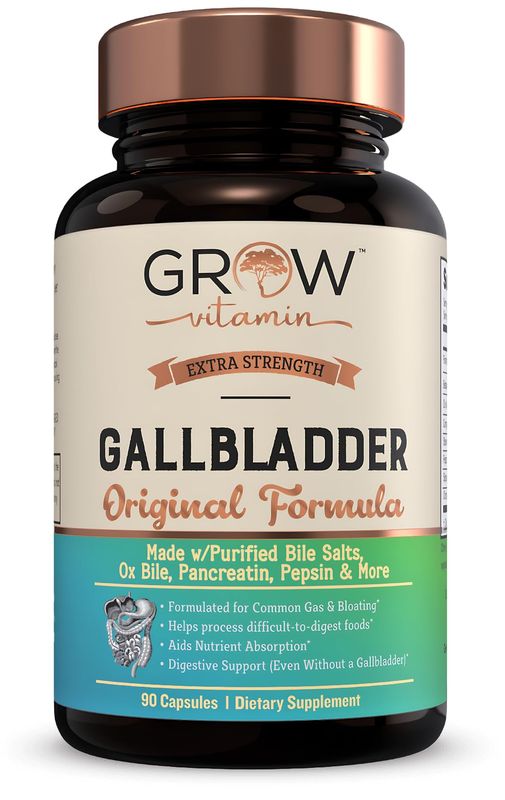 grow vitamin Original Gallbladder Formula, Made w/Purified Bile Salts &amp; Ox Bile Digestive Enzymes - Includes Carefully Selected Digestive Herbs - 90 Capsules