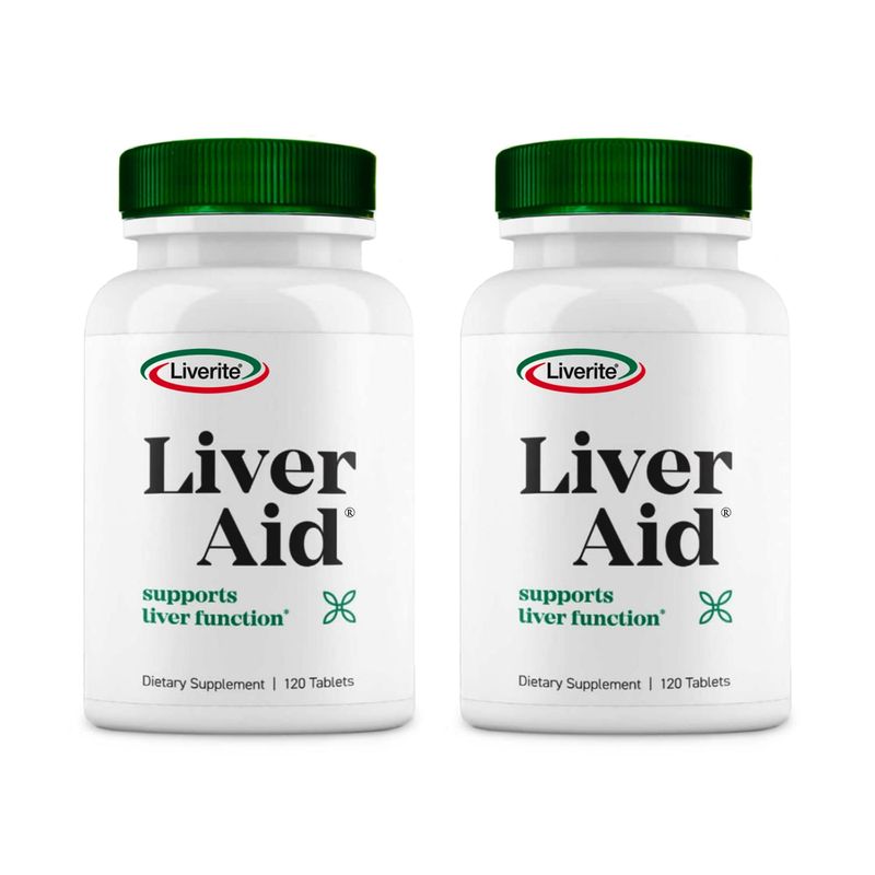 LIVERITE Liver Aid 2-Pack 120 Tablets (Total 240ct) Liver Support, Liver Cleanse, Liver Care, Liver Function, Energy.
