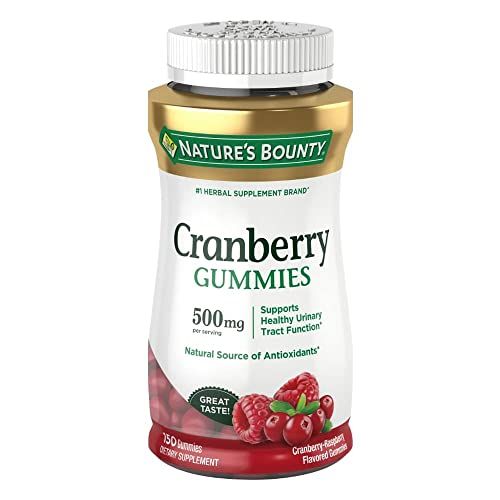 Nature&#39;s Bounty Cranberry Gummies, Urinary Tract Support, 500 mg, Cran-Raspberry Flavor, 150 Ct