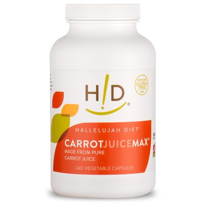 Hallelujah Diet CarrotJuiceMax Vegitable Capsules - Made from Organic Carrot Juice, No Artificial Ingredients, Natural Vitamins and Minerals, Antioxidant Supplement (240 Vegan Capsules)