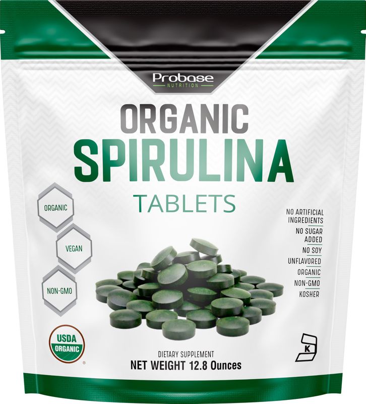Probase Nutrition, Organic Spirulina Tablets, Premium Spirulina Supplement, Rich in Prebiotics, Protein &amp; Antioxidants | 3000 mg Per Serving, 720 Tablets