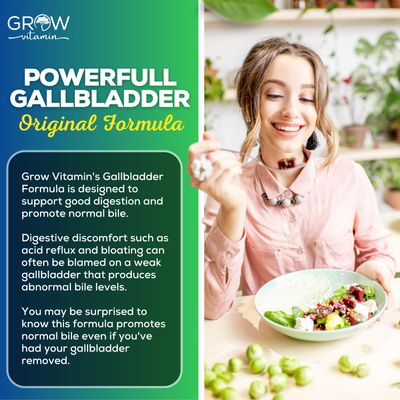 grow vitamin Original Gallbladder Formula, Made w/Purified Bile Salts & Ox Bile Digestive Enzymes - Includes Carefully Selected Digestive Herbs - 90 Capsules