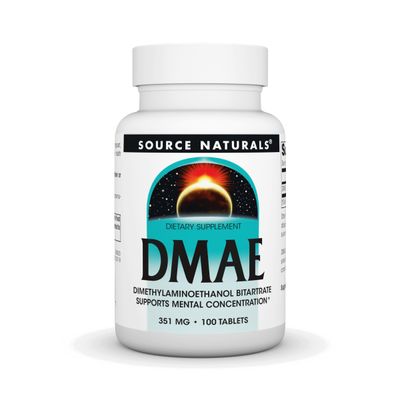 Source Naturals DMAE, Dimethylaminoethanol Bitartrate - Supports Mental Concentration - 100 Tablets