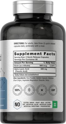 Horbach Alpha Lipoic Acid 600mg | 240 Capsules | with Biotin Optimizer | Non-GMO and Gluten Free Supplement