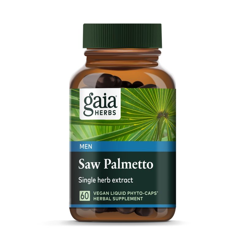 Gaia Herbs Saw Palmetto - Supports Healthy Prostate Function for Men - Contains Saw Palmetto and Sunflower Seed Lecithin to Support Mens Health - 60 Vegan Liquid Phyto-Capsules (30-Day Supply)