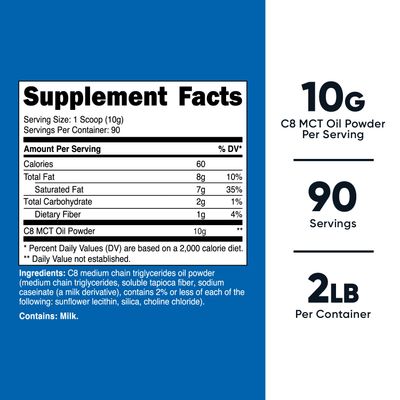 Nutricost C8 MCT Oil Powder 2LBS (32oz) - 95% C8 MCT Oil Powder