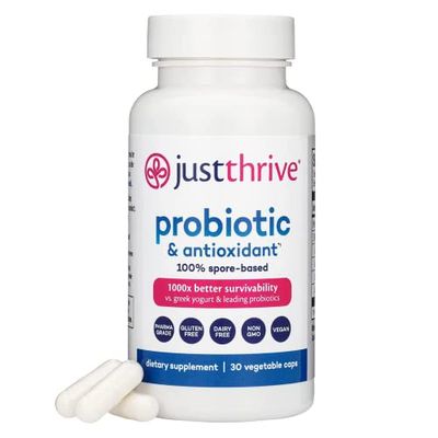 Just Thrive Probiotic &amp; Antioxidant Supplement - 100% Spore-Based Digestive and Immune Support - Gluten Free, 30 Caps