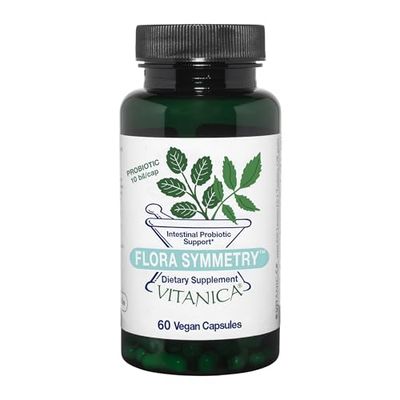 Vitanica Flora Symmetry, Shelf Stable Probiotic Supplement, Dr Formulated Probiotics for Women, Probiotics for Men and Adults, Acidophilus Probiotic, Non-GMO, Vegan, 60 Capsules