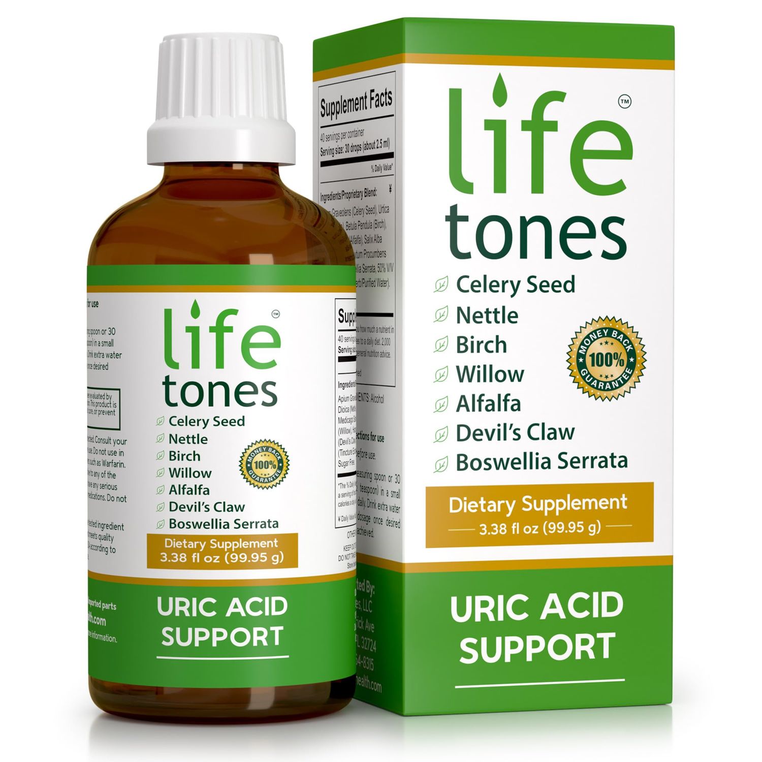 Lifetones Uric Acid Support - Joint Health for Men &amp; Women - Liquid Uric Acid Cleanse for High Absorption - Herbal Cleanse Detox for Joint Comfort - Boost Flexibility - 3.38 fl oz