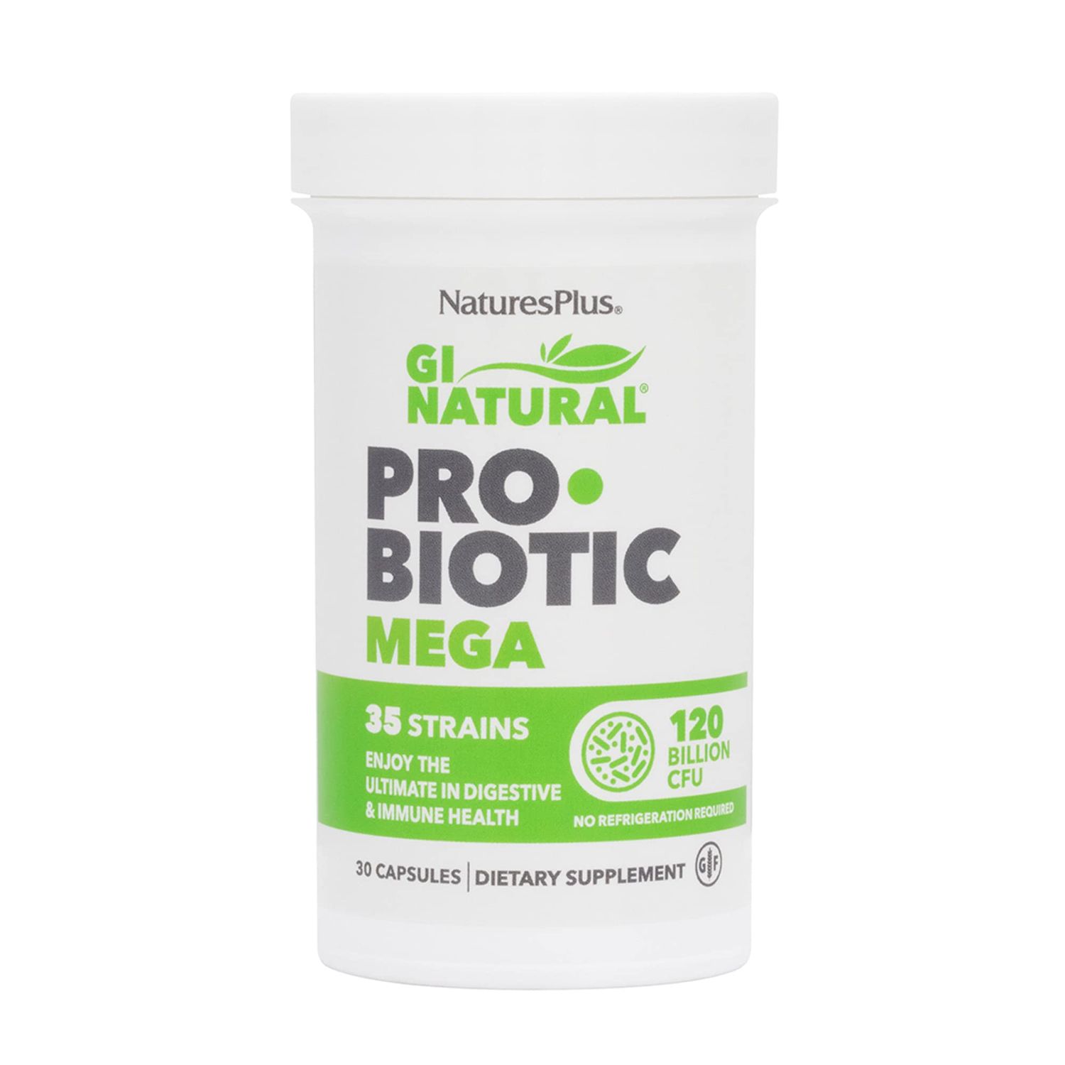 Natures Plus GI Natural Probiotic Mega - 30 Capsules - Digestive &amp; Immune Health - Gluten Free - 30 Servings