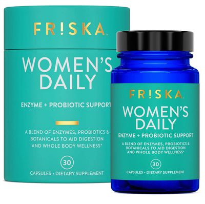 FRISKA Womens Daily Digestive Enzyme and Probiotics Supplement, Advanced Natural Support for Female Digestive Health, Fights Bloating, Eases Digestion, Supports Nutrient Absorption, 30 Capsules