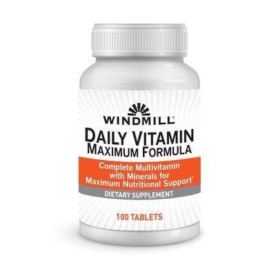 Windmill Health Products Daily Vitamin Maximum Formula, Nutritional Support, Multivitamins and Minerals, 100 Servings, 100 Count