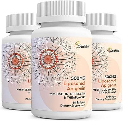 Cenffitio Liposomal apigenin 500mg Softgels - Optimal Apigenin Supplement with Fisetin, Quercetin and Theaflavins - 6 Month Supply