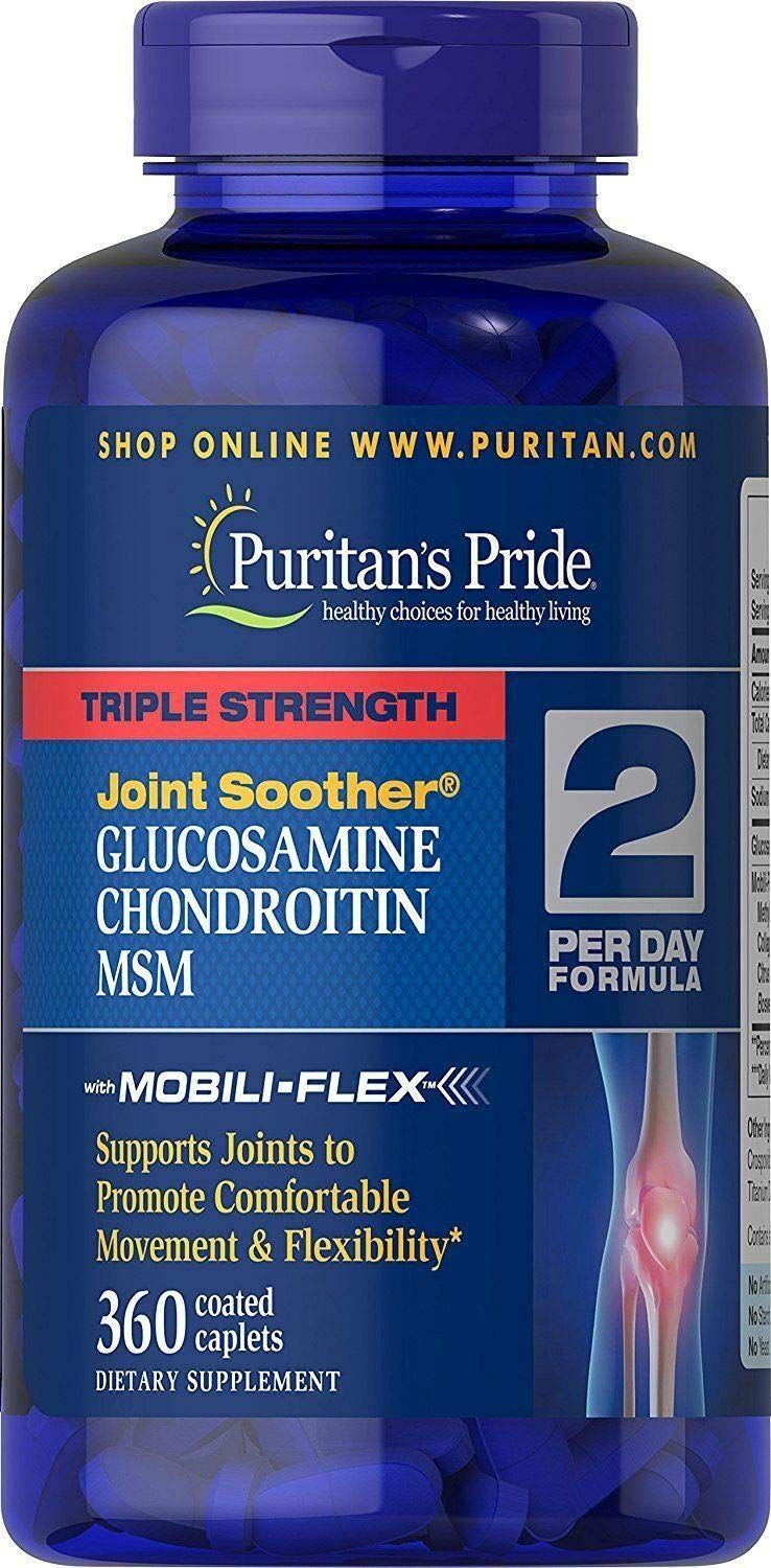Puritan&#39;s Pride Glucosamine Chondroitin MSM, Dietary Supplement for Joint Health , 6 Month Supply, 360 Coated Tablets