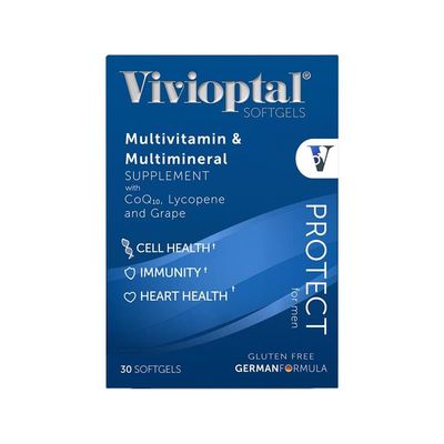 Vivioptal for Men, 30 Capsules, CoQ10, Lycopene &amp; Resveratrol, Multivitamin &amp; Multimineral, Gluten Free, German Formula