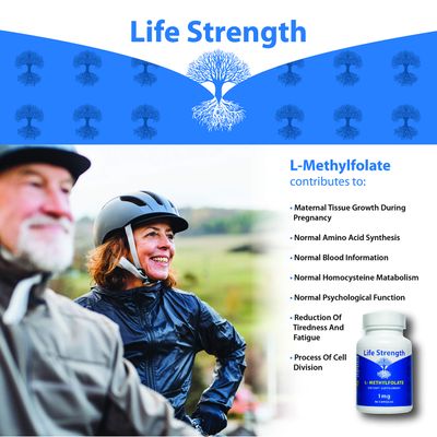LifeStrength L-Methylfolate 1 MG, Optimized & Highly Bioactive Methyl Folate, 5-MTHF Supplement for Mood and Immune Support, Natural Diet Supplement for Energy, Non-GMO & Gluten-Free, 180 Capsules