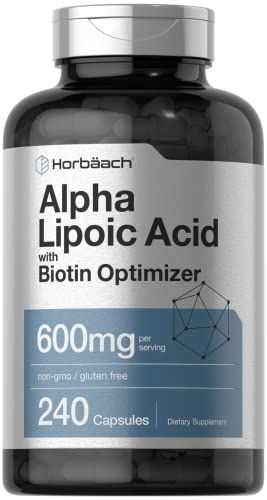 Horbach Alpha Lipoic Acid 600mg | 240 Capsules | with Biotin Optimizer | Non-GMO and Gluten Free Supplement