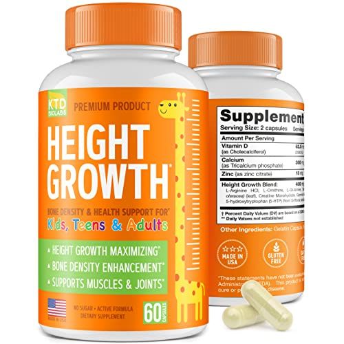 KTD BIOLABS Height Growth Maximizer - Natural Height Booster Teen Vitamins - Made in USA - Growth Pills to Reach Height &amp; Grow Taller at Any Age - Height Increase Pills for Adults &amp; Kids Growth