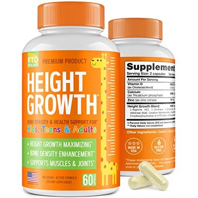 KTD BIOLABS Height Growth Maximizer - Natural Height Booster Teen Vitamins - Made in USA - Growth Pills to Reach Height &amp; Grow Taller at Any Age - Height Increase Pills for Adults &amp; Kids Growth